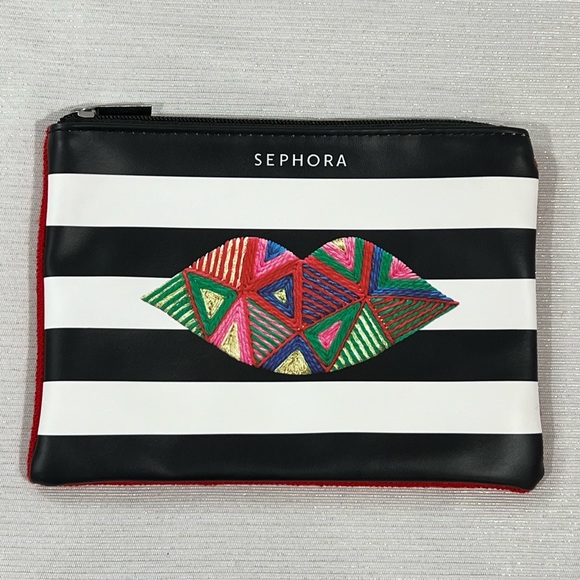 New Sephora Faux Leather Cosmetic Makeup Accessories Bag With Lips Design - Picture 1 of 3